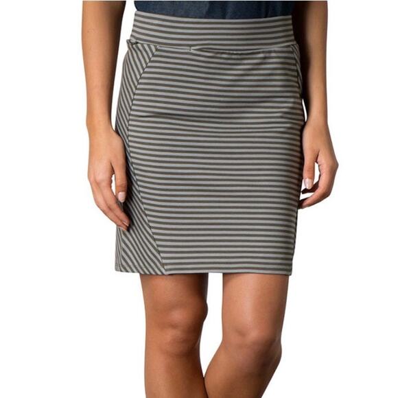 TOAD & CO. | Transita Skirt Black Gray Stripe Striped Pencil Stretch | Medium - Picture 1 of 7